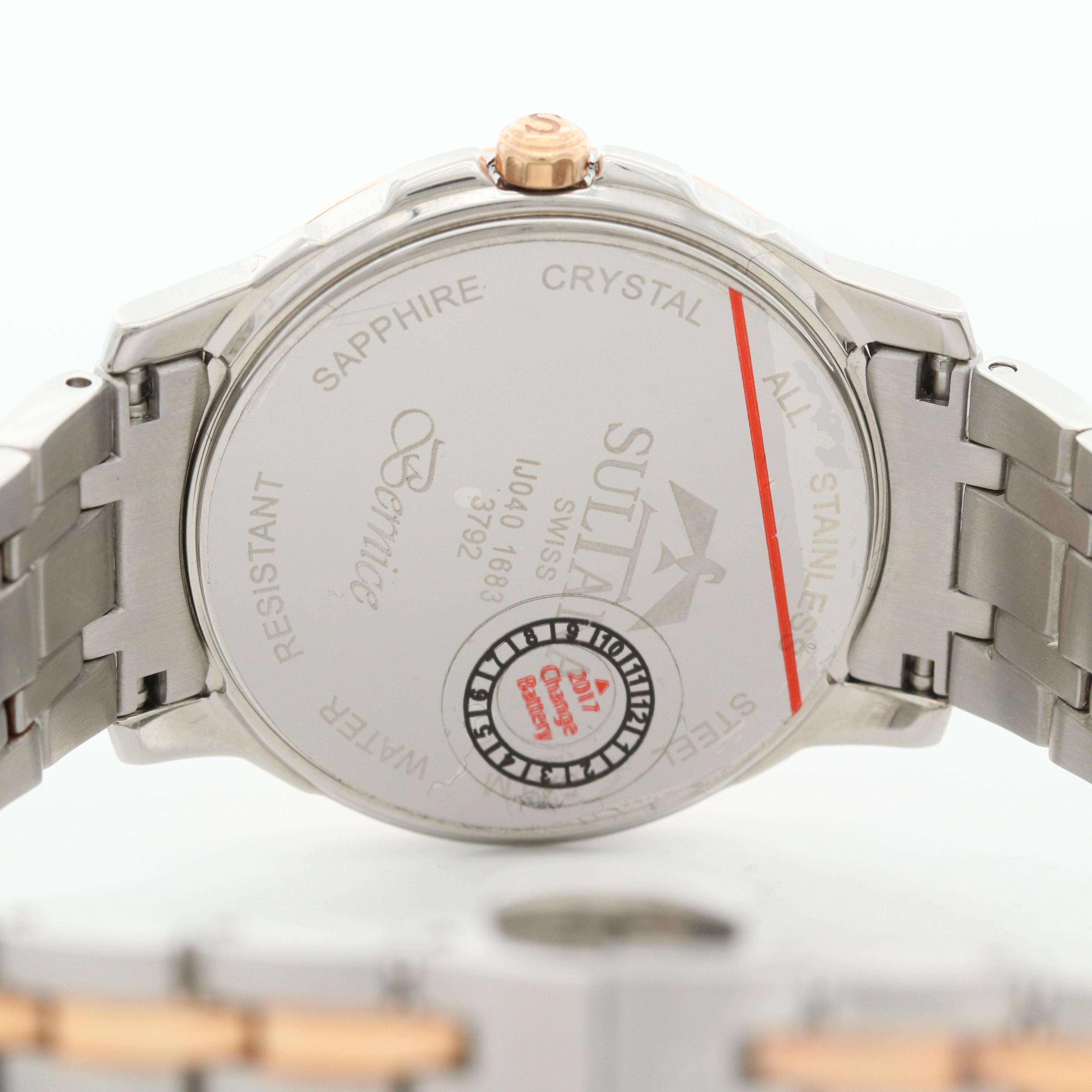 Sultana "Bernice" Rose Gold Tone and Stainless Steel Watch