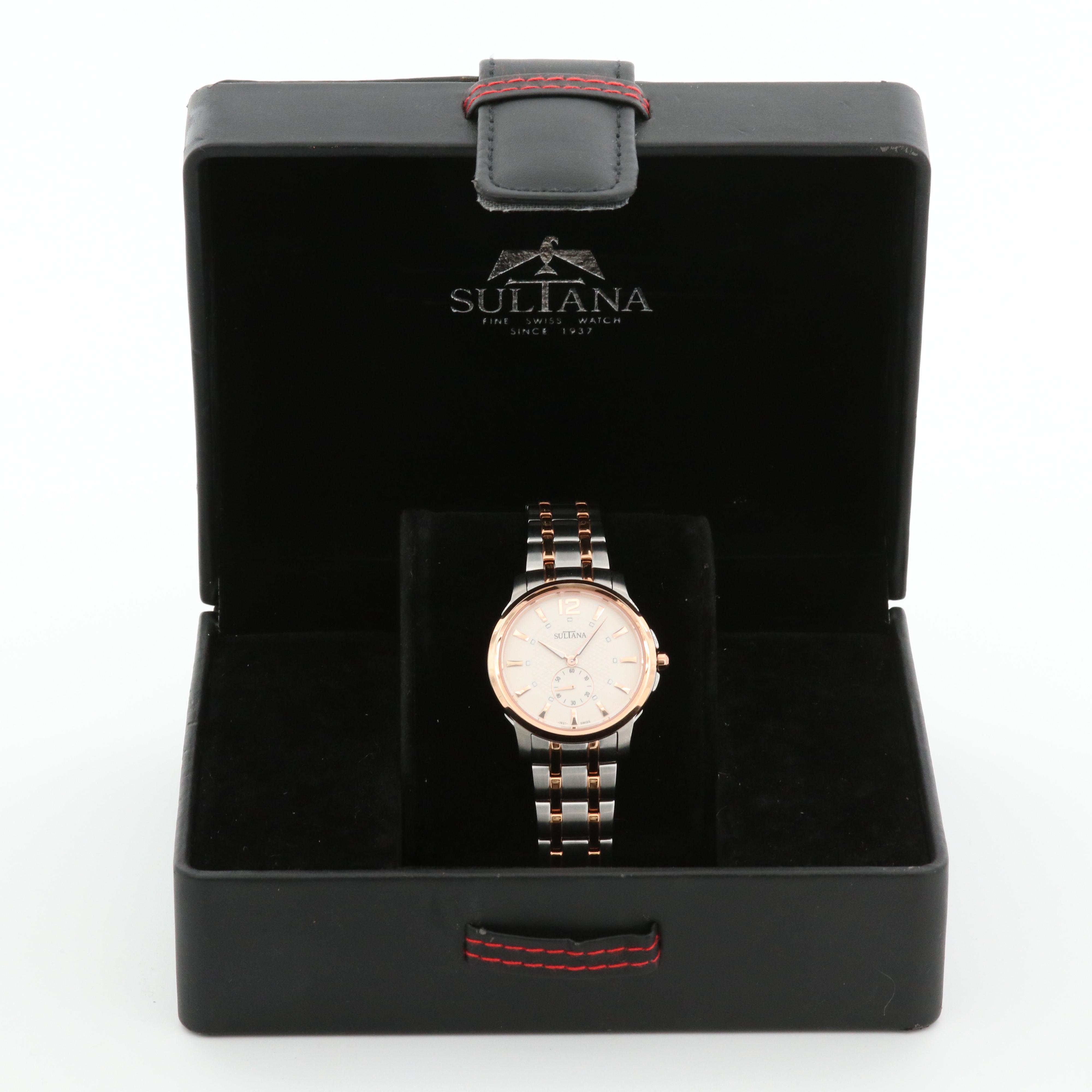 Sultana "Bernice" Rose Gold Tone and Stainless Steel Watch
