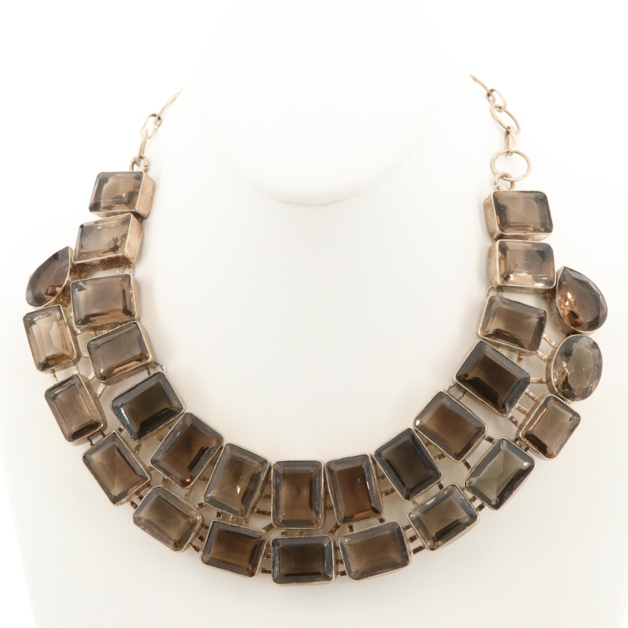 Imitation Smoky Quartz Bib Necklace