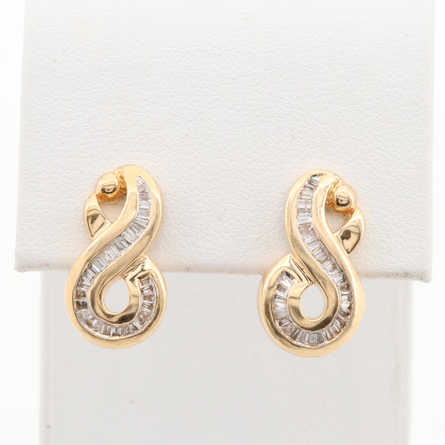 14K Yellow Gold Diamond Earrings