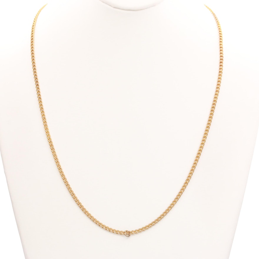 Gold Tone Curb Chain Link Necklace