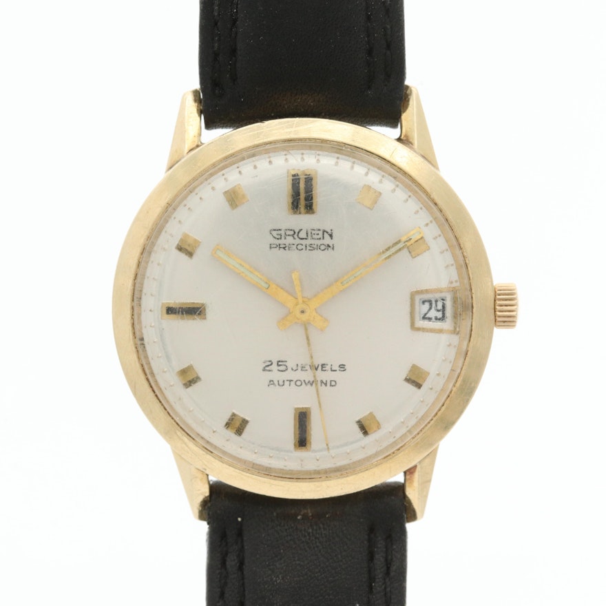 Vintage Gruen Precision 14K Yellow Gold Automatic Wristwatch