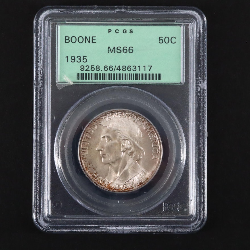 PCGS Graded MS66 1935 Daniel Boone Commemorative Silver Half Dollar
