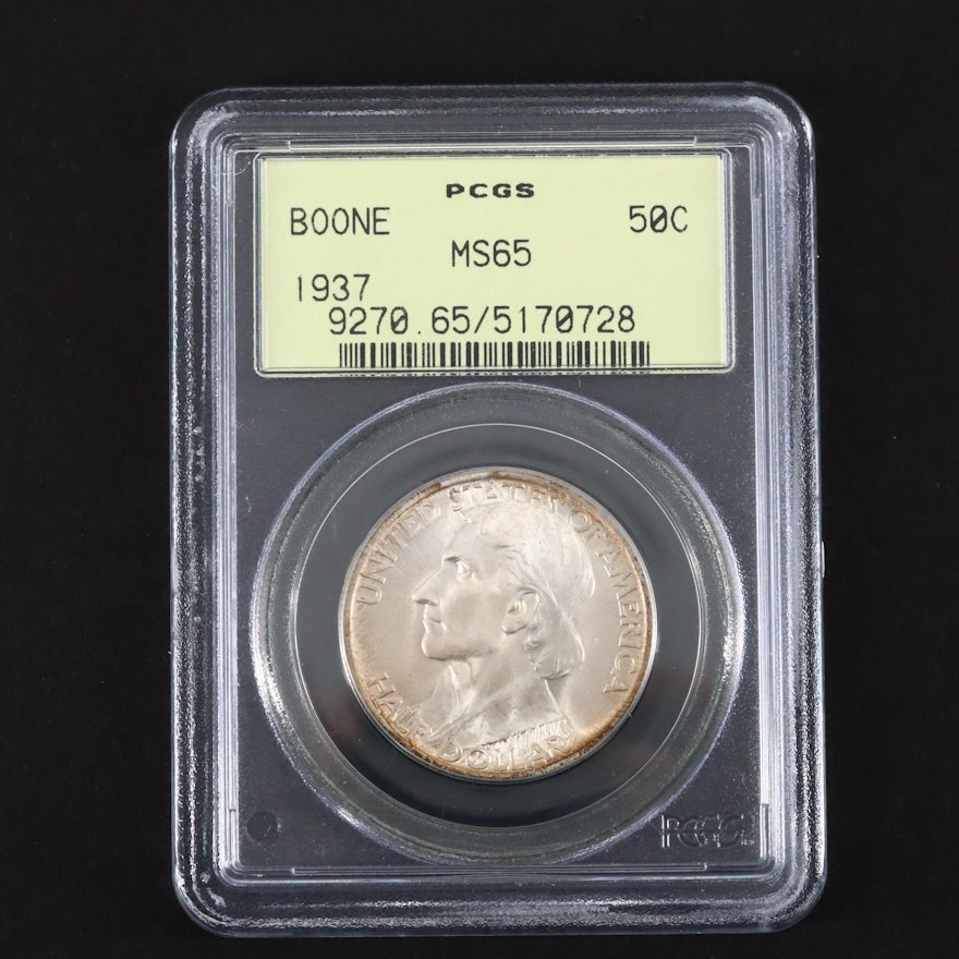 PCGS Graded MS65 1937 Daniel Boone Commemorative Silver Half Dollar