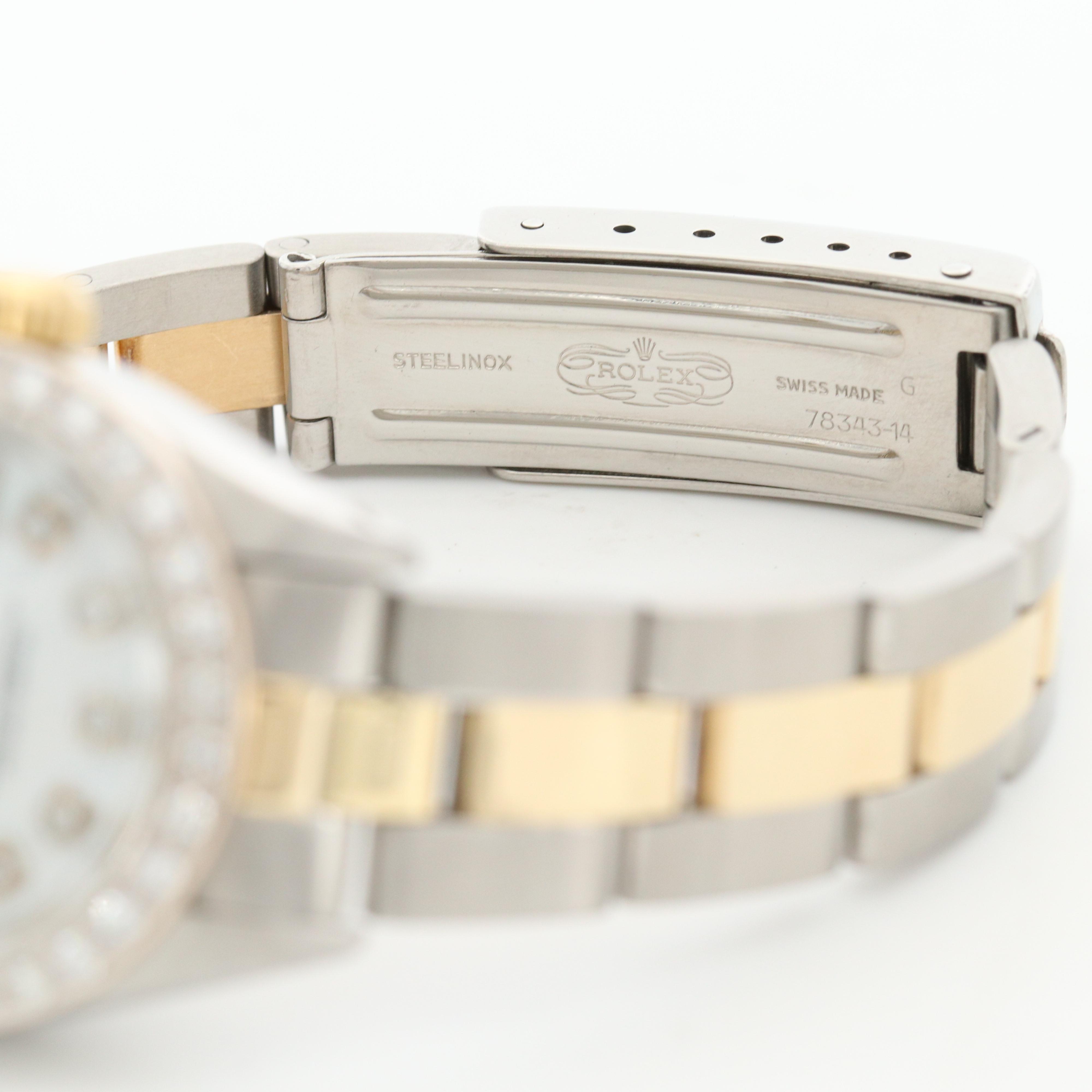 Rolex Datejust 14K and Stainless Steel Watch With Diamond Bezel and Dial