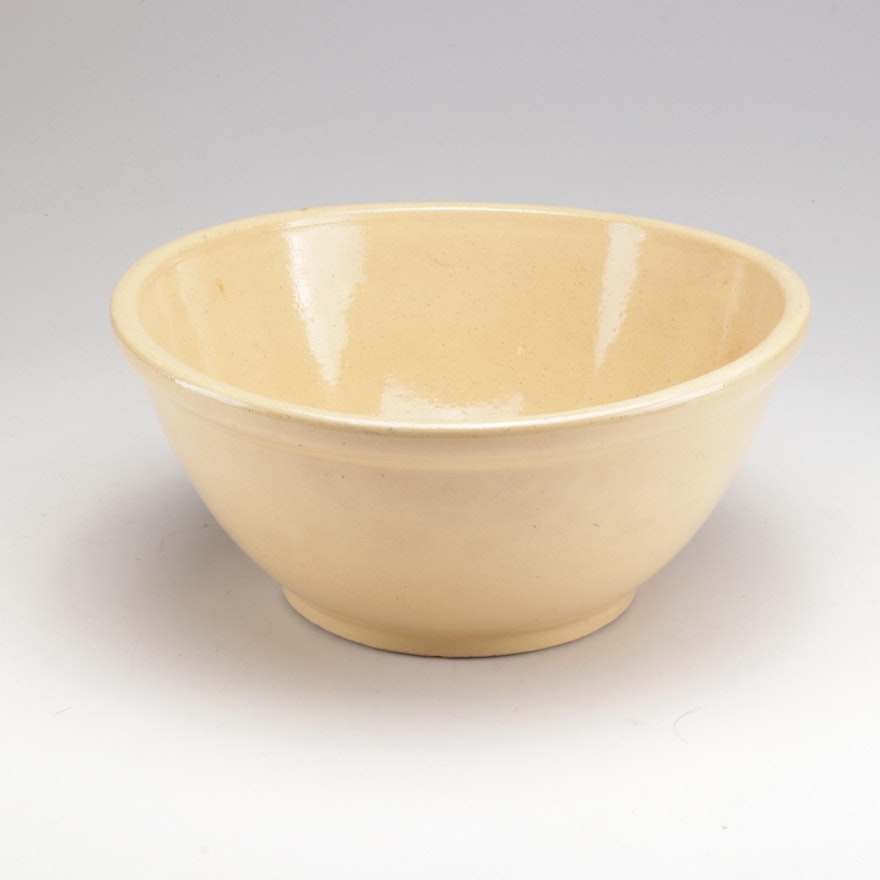 Yellowware Stoneware Oversized Mixing Bowl, Early 20th Century