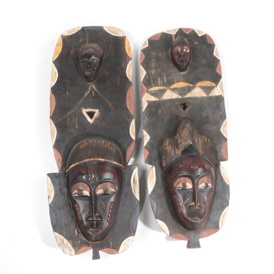 Decorative Baule Style Plank Masks