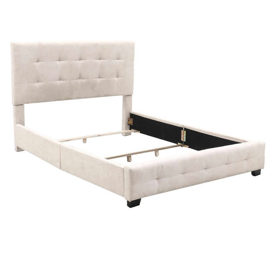 Tufted Upholstered Queen Sized Bed, Contemporary