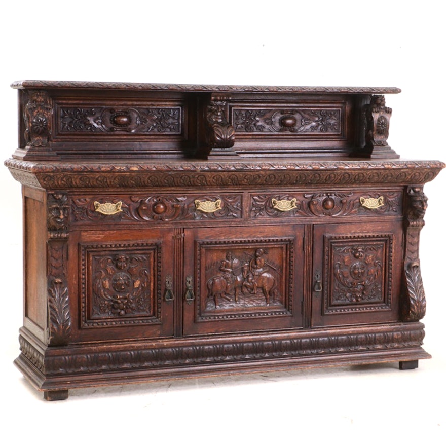 Renaissance Revival Carved Walnut Buffet, Late 19th Century