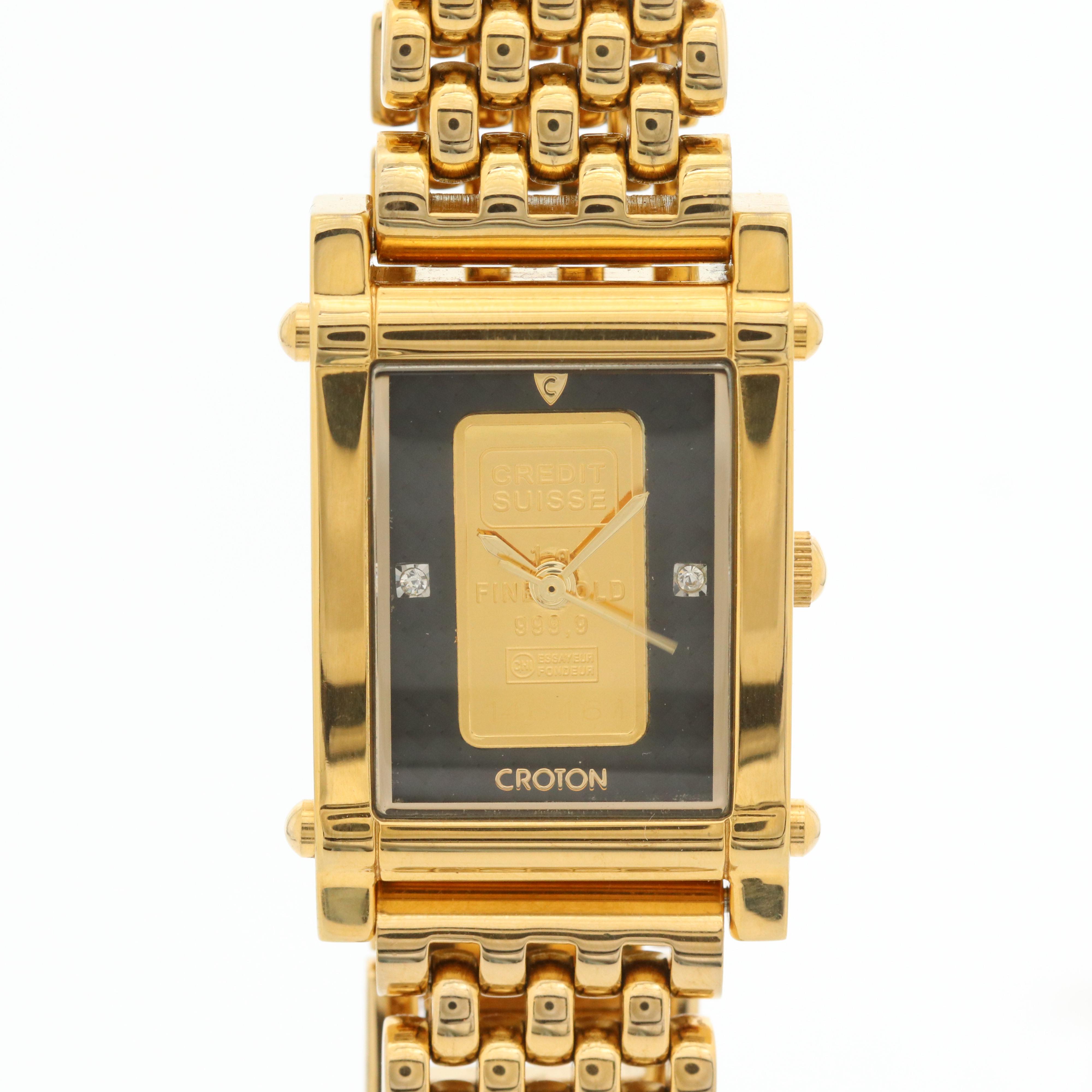Croton Gold Ingot Dial Quartz Watch