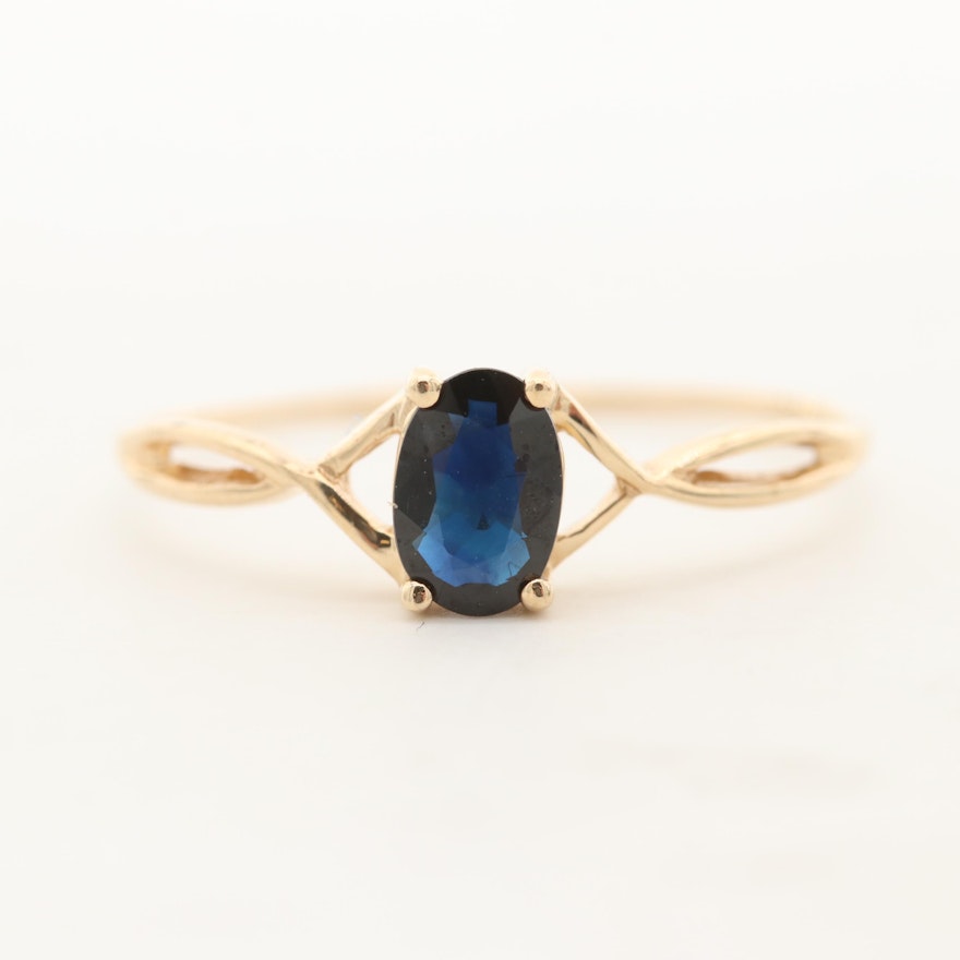 14K Yellow Gold Sapphire Solitaire Ring