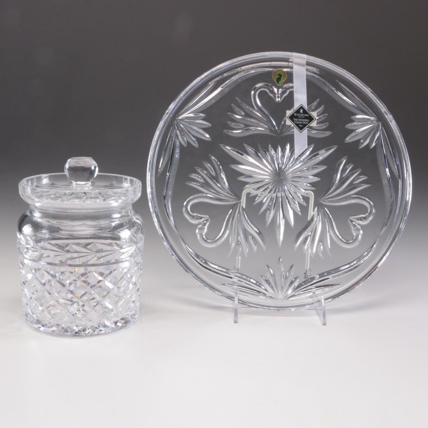 Waterford Crystal "Wedding Collection" Cake Plate and Honey Jar