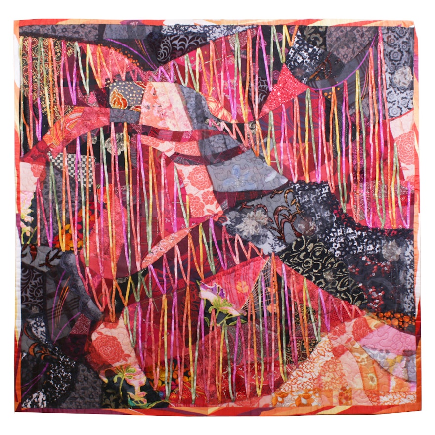 Maya Chaimovich Hand-Crafted Art Quilt "The Crimson Thread"