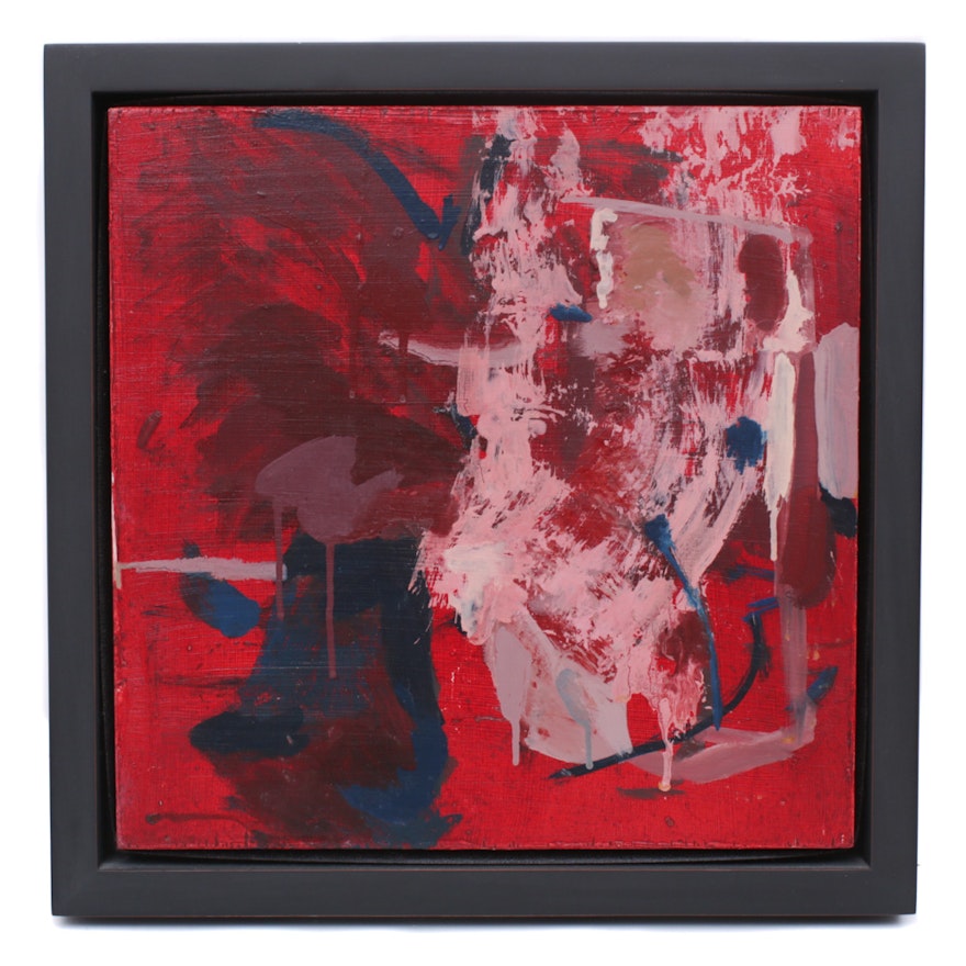 Stacy Leeman 2008 Abstract Acrylic Painting "Black over Red"