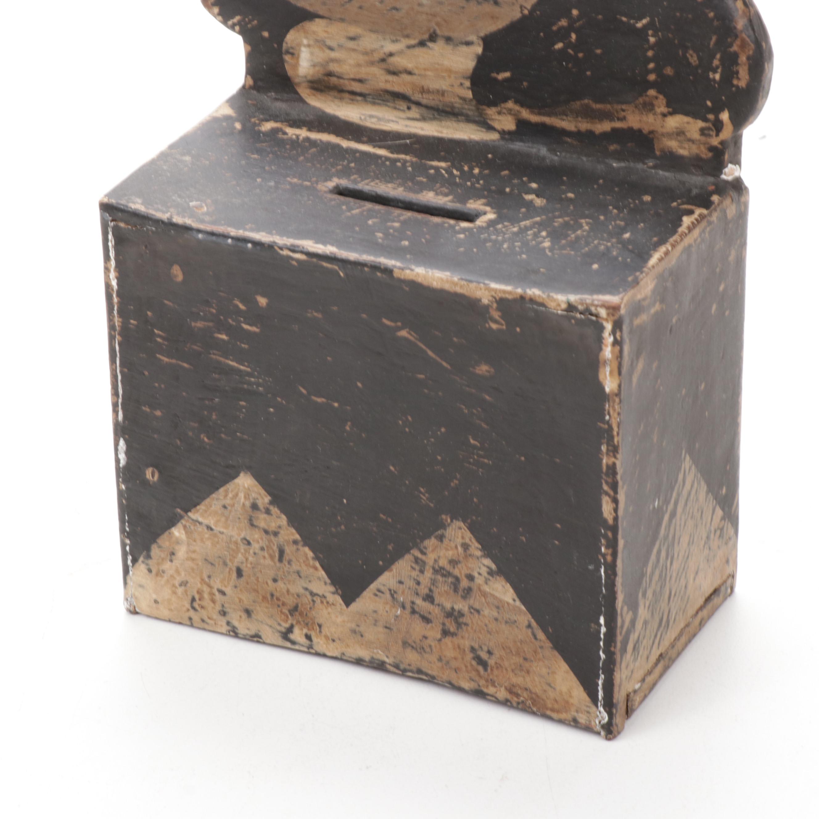 Wooden Folk Art Duck Coin Bank