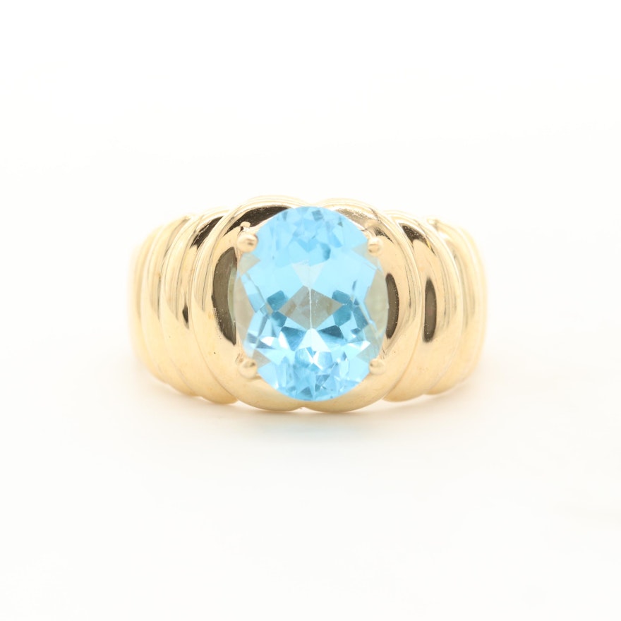 10K Yellow Gold Topaz Solitaire Ring