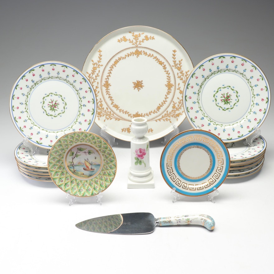 Ceralene and J.Pouyat Limoges Gilt Plates, Prill Pie Server, and More