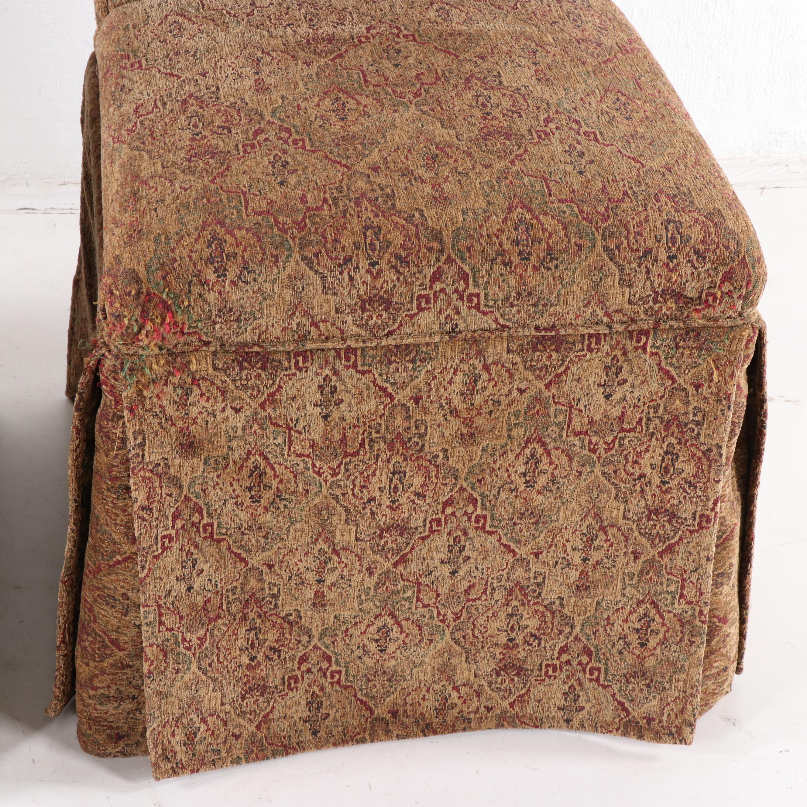 Pair of Bombay Company Upholstered Tassel Back Parsons Dining Chairs