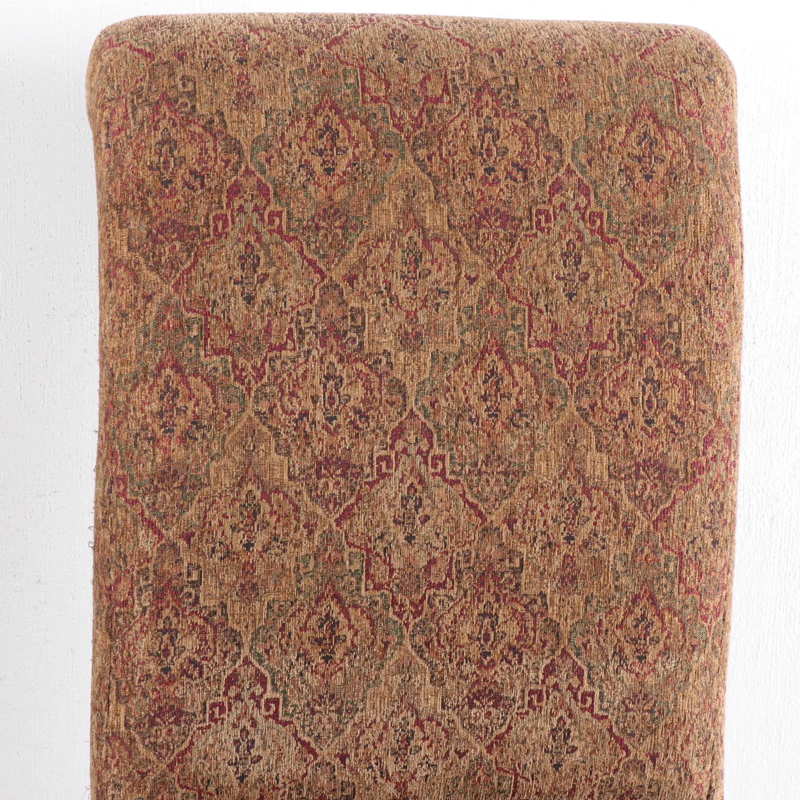 Pair of Bombay Company Upholstered Tassel Back Parsons Dining Chairs