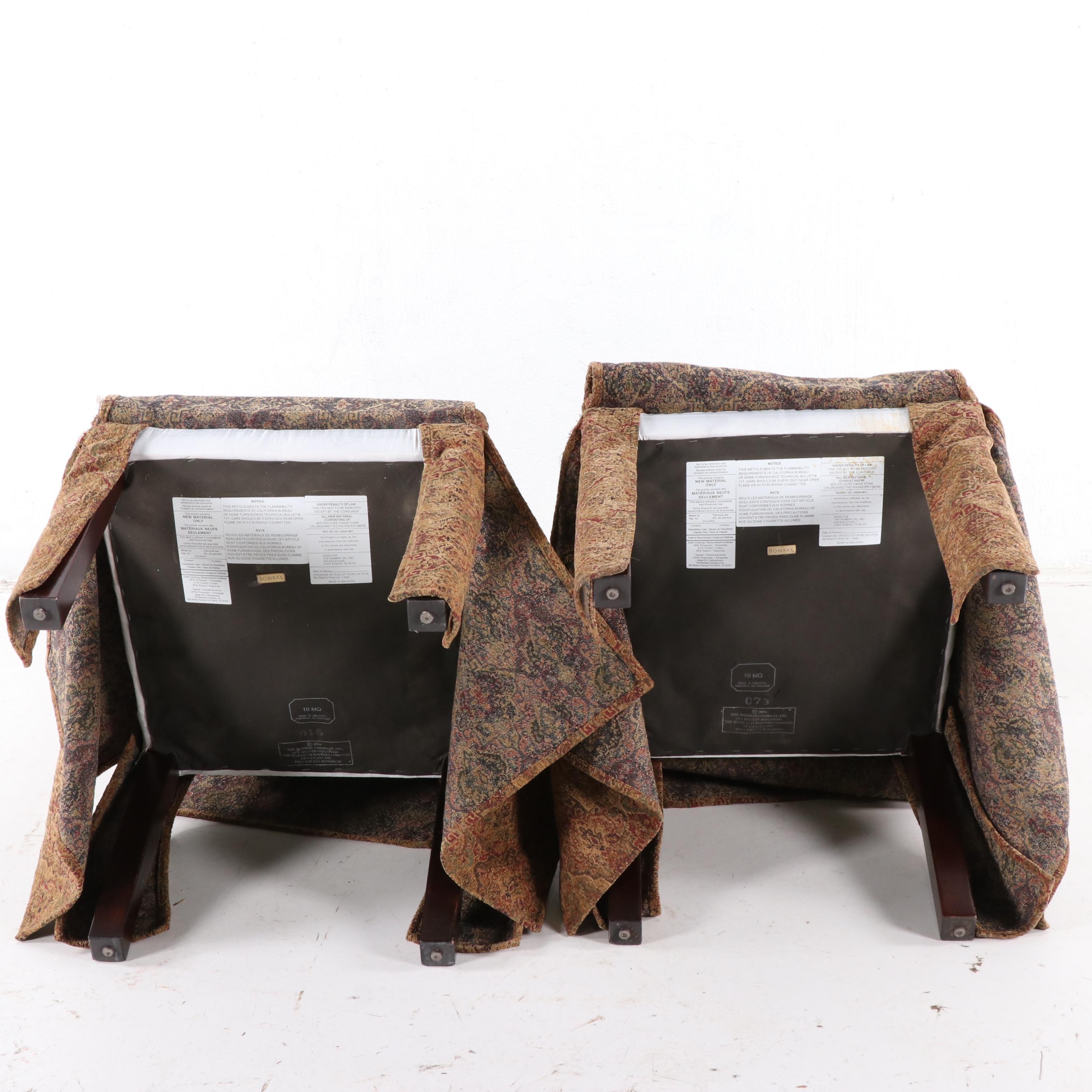 Pair of Bombay Company Upholstered Tassel Back Parsons Dining Chairs