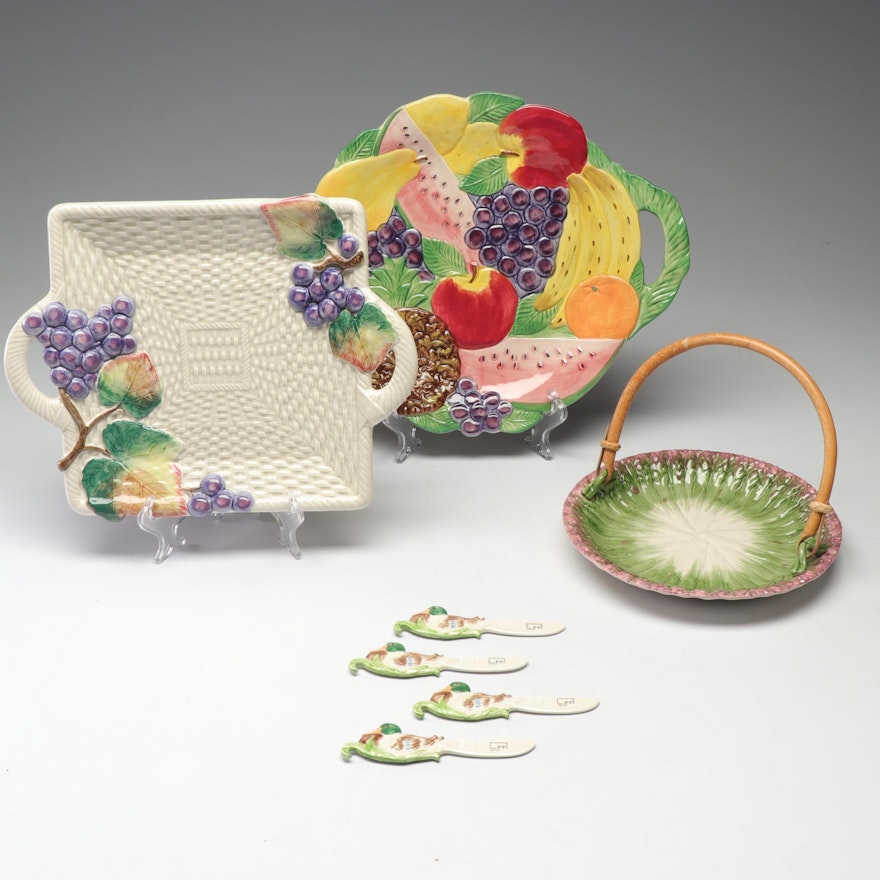 Fitz and Floyd Ceramic Serveware Including "Asparagus", "Calypso Fruit" and More