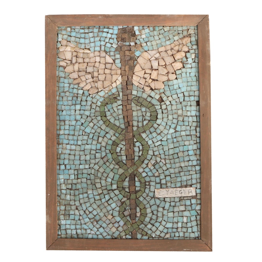 Edgar Yaeger Resin Tile Mosaic of a Caduceus
