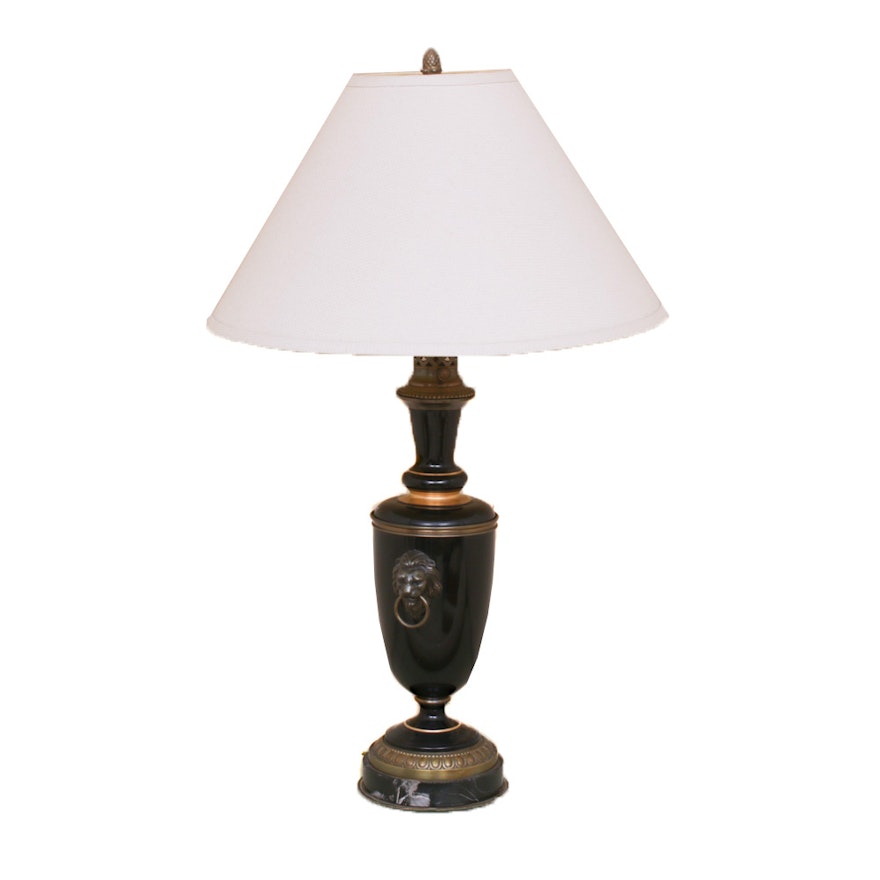 Mid-Century Marble, Brass and Metal Lamp