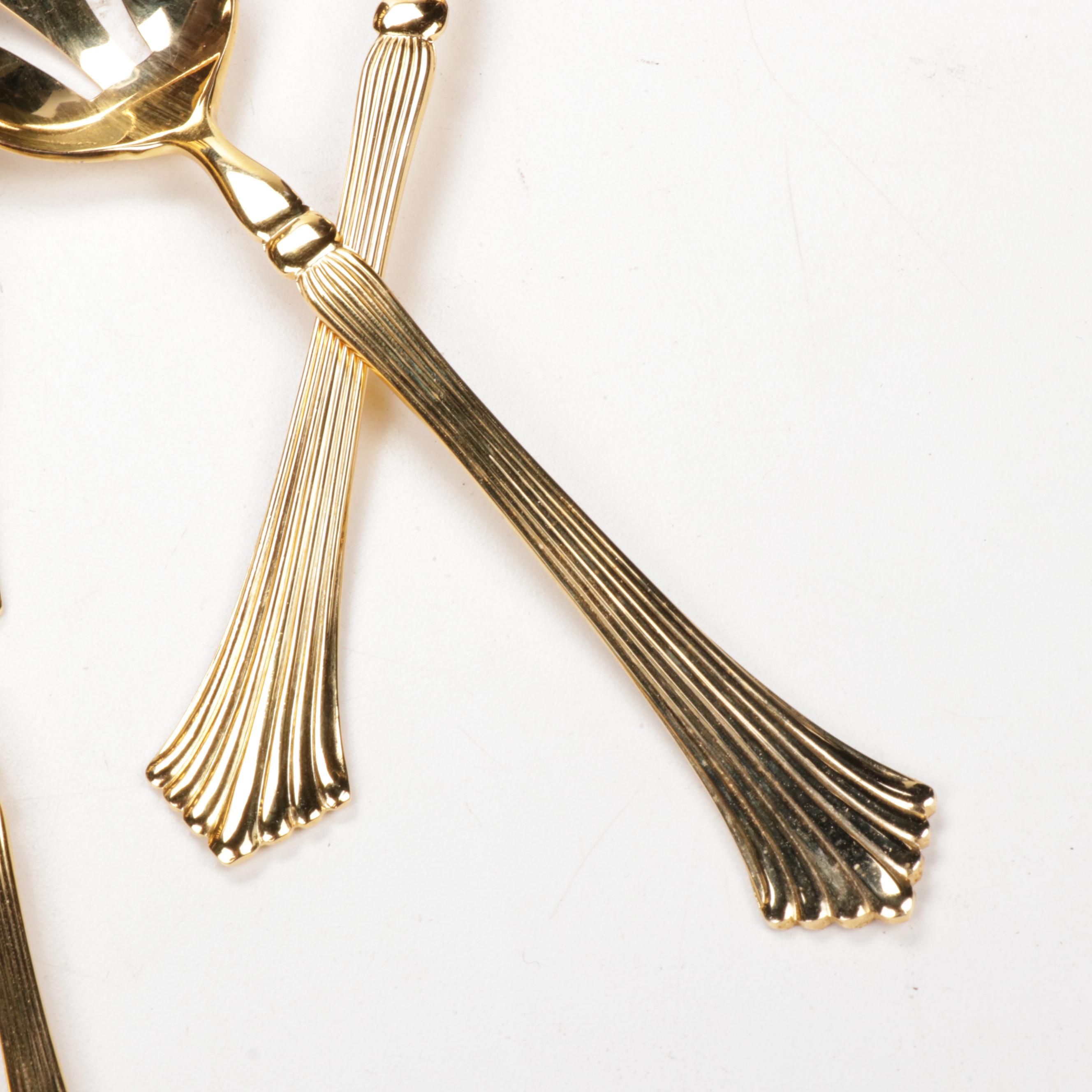 Gold-Tone Flatware in Box Featuring Royal Gallery "Spun Gold"