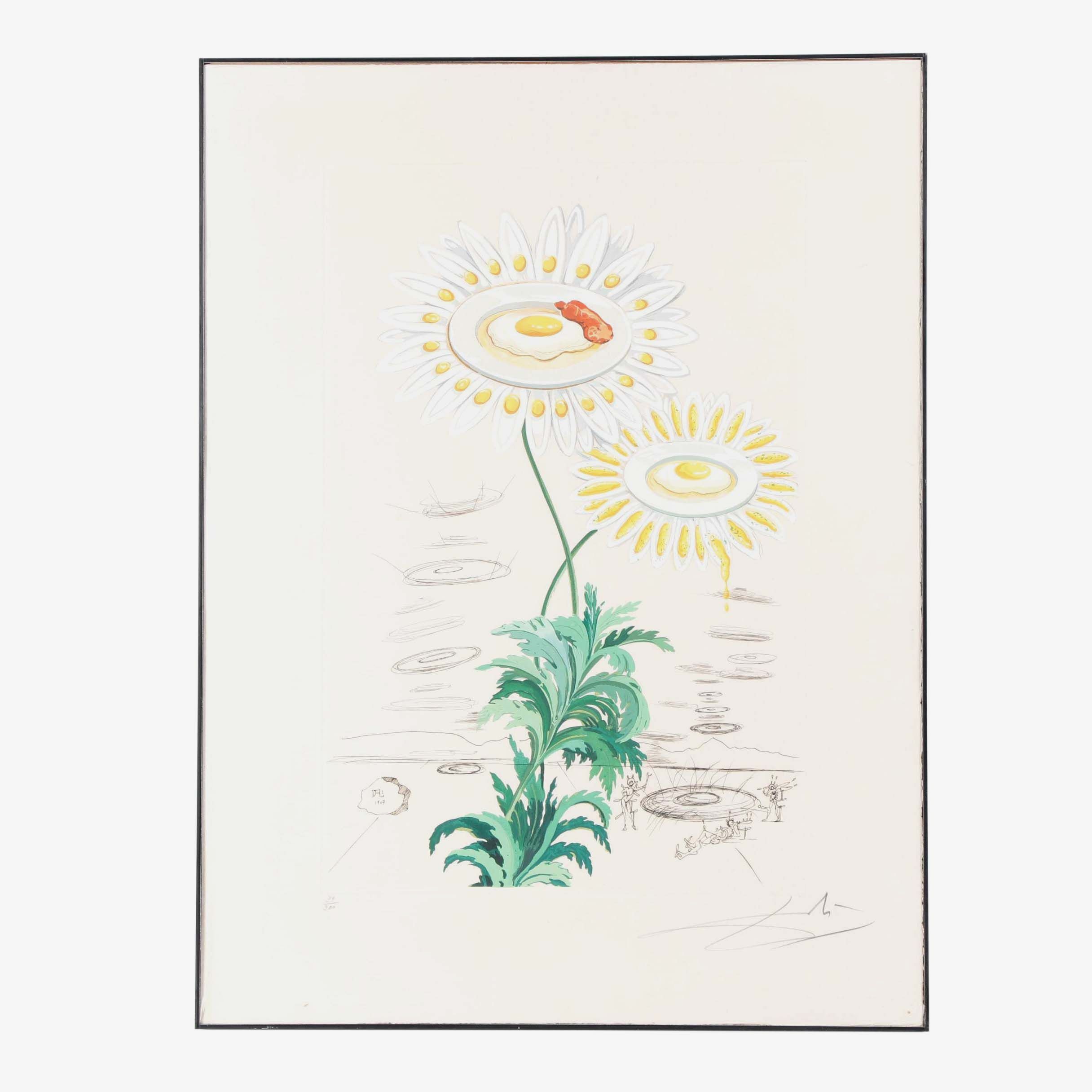 Salvador Dalí Mixed Media Print "Chrysanthemum Frutescens"