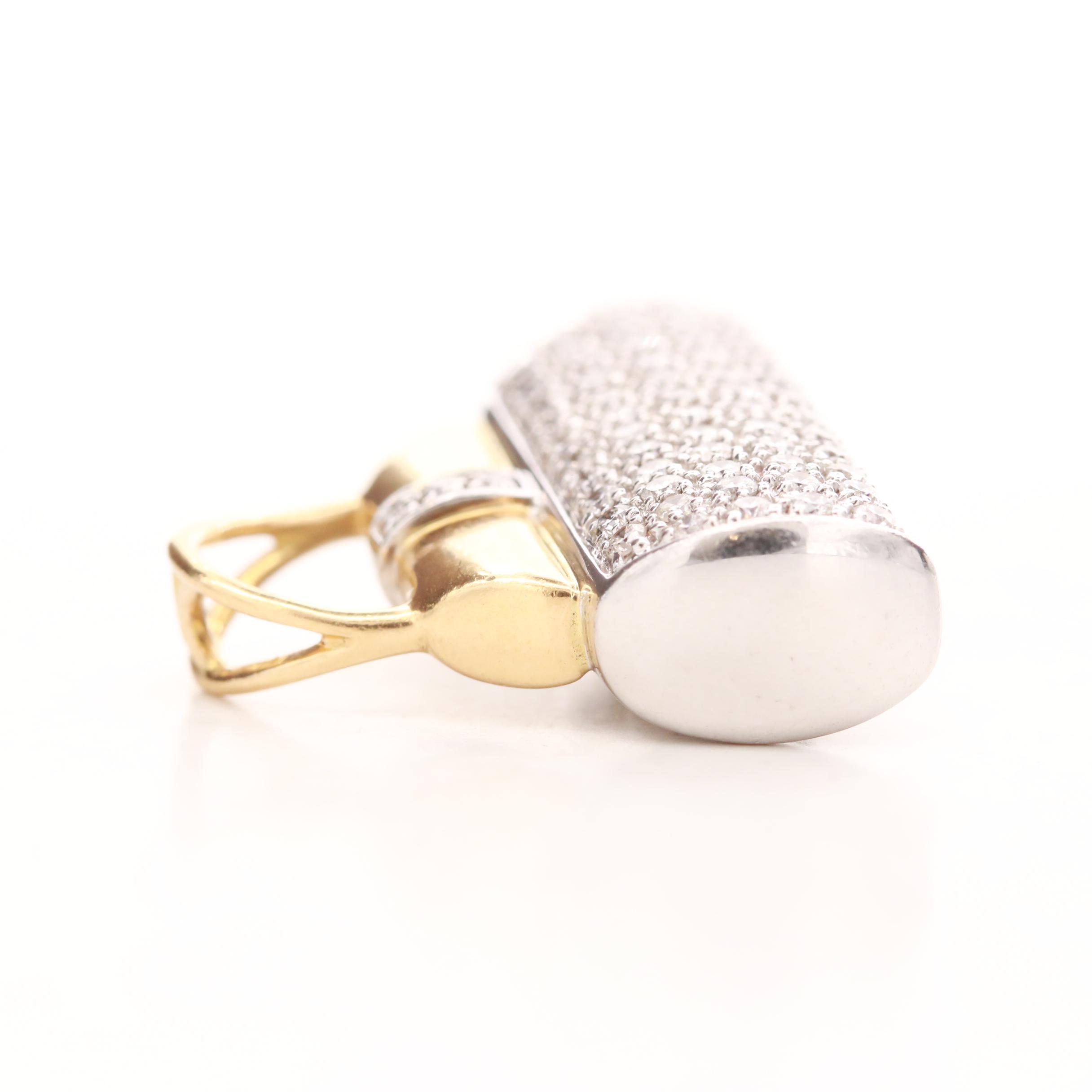 Mirabelle 18K White Gold Diamond Purse Pendant with Yellow Gold Accents