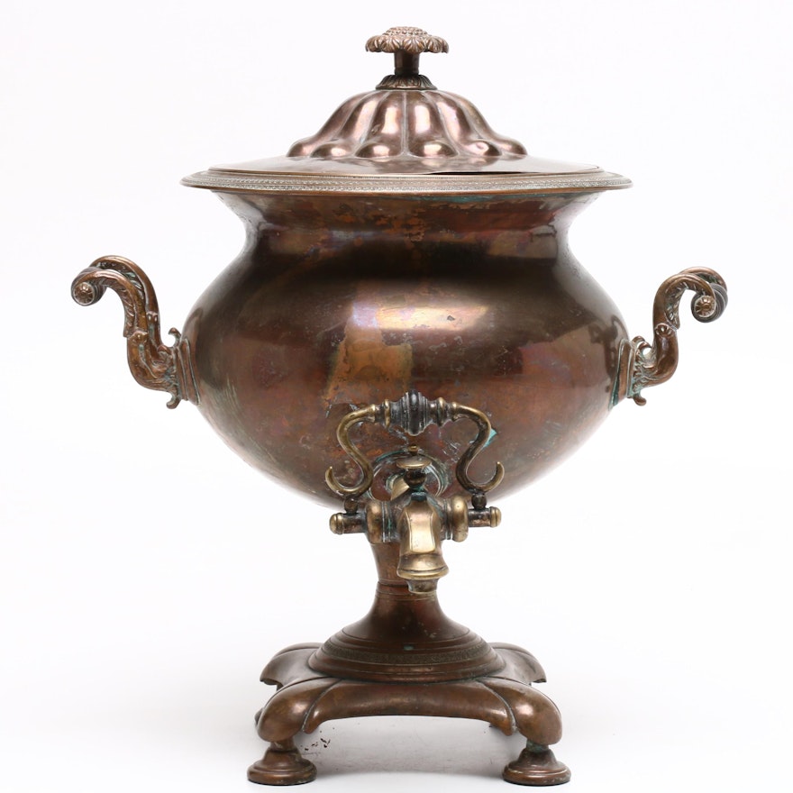 English Copper and Brass Samovar, Late 19th / Early 20th Century