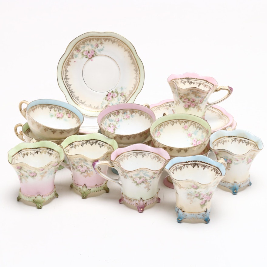R S Prussia Tea Cups with Saucers, 1870-1918