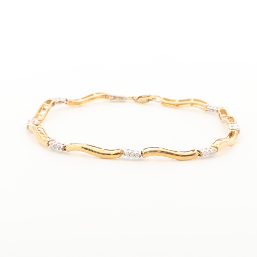 10K Yellow Gold Diamond Station Bracelet