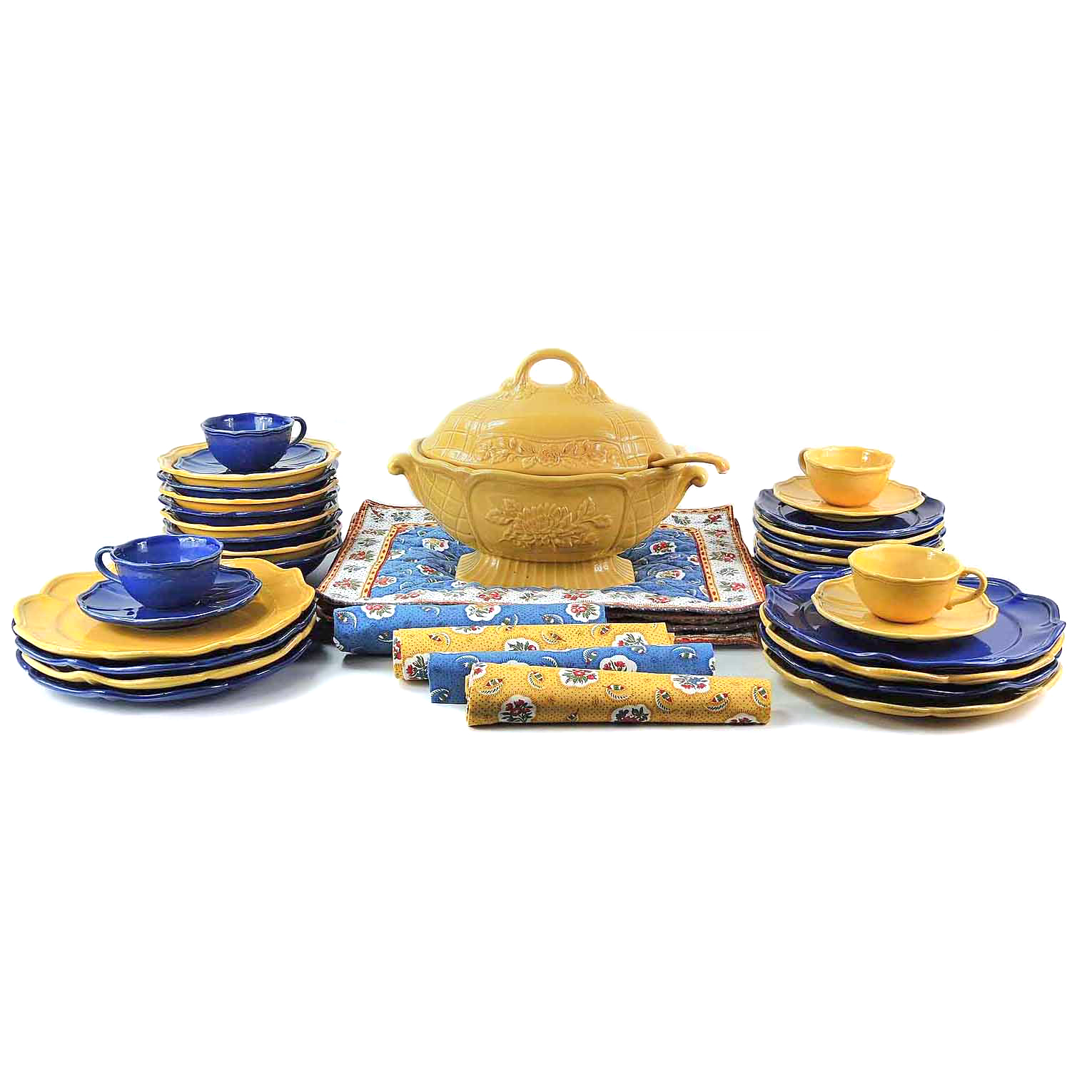 Pierre Deux "French Country" Tureen Dinnerware wtih Table Linens