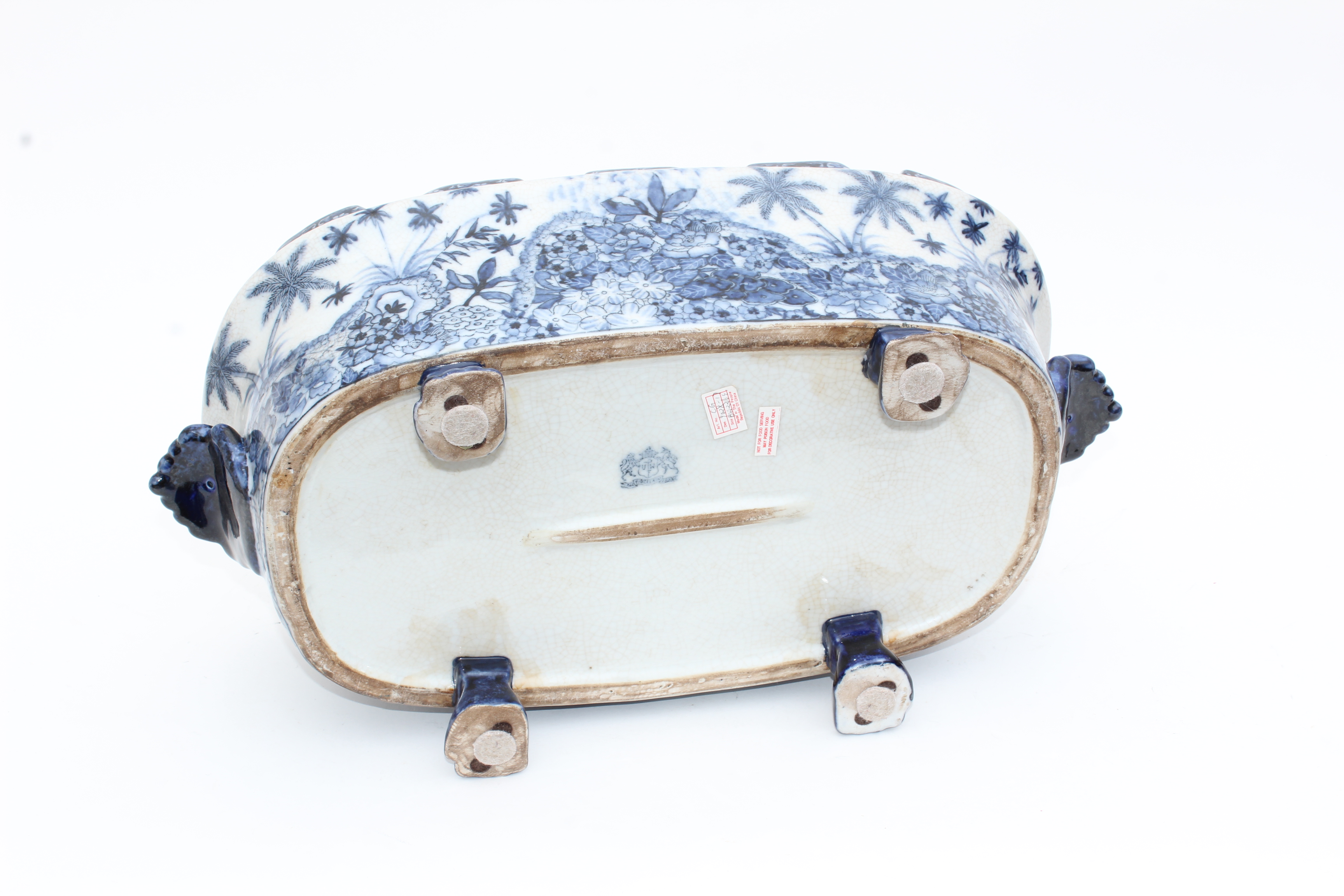 Chinese United Wilson Blue and White Porcelain Footed Foot Bath