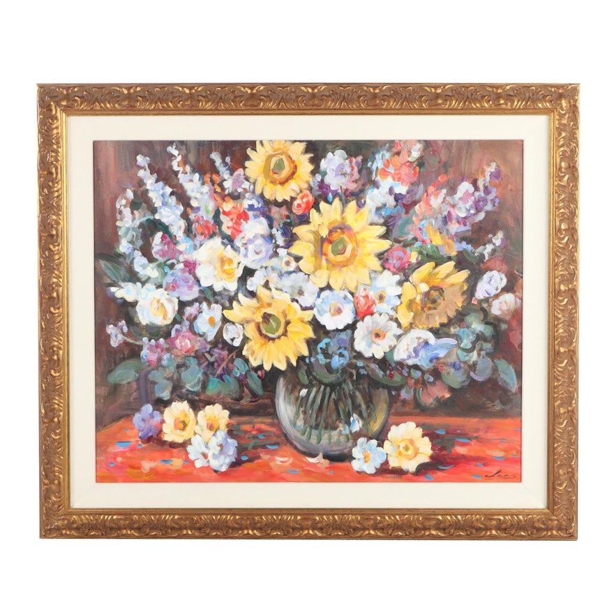 Contemporary Floral Still Life Acrylic Painting