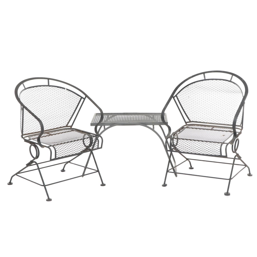 Outdoor Iron Patio Chairs with Side Table