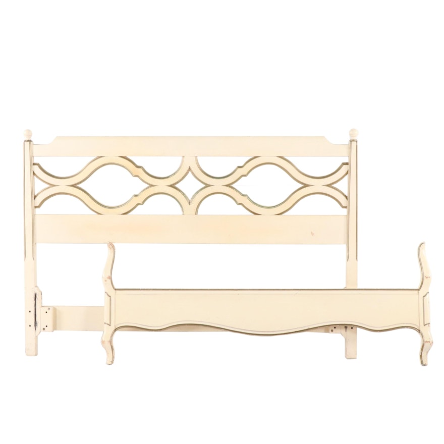 Painted French Provincial Full Size Bed Frame, Mid-20th Century