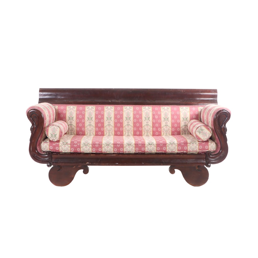 American Empire Mahogany Sleigh Sofa, 19th Century