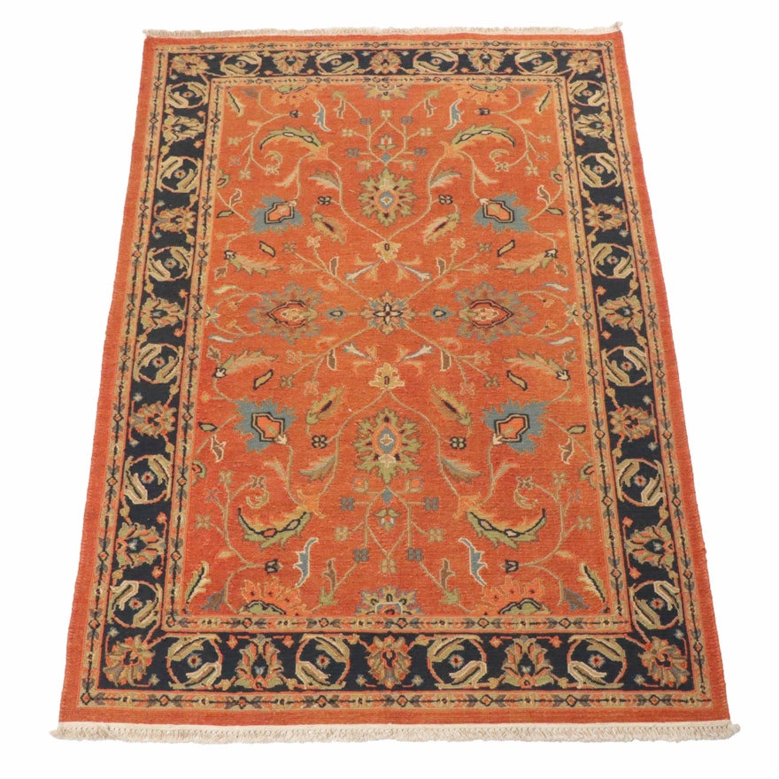 Hand-Knotted Indo-Turkish Oushak Chain Stitch Rug