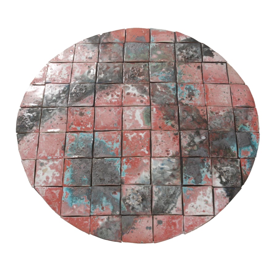 Tom Radca Mounted Raku Fired Glazed Tile Wall Hanging, Contemporary