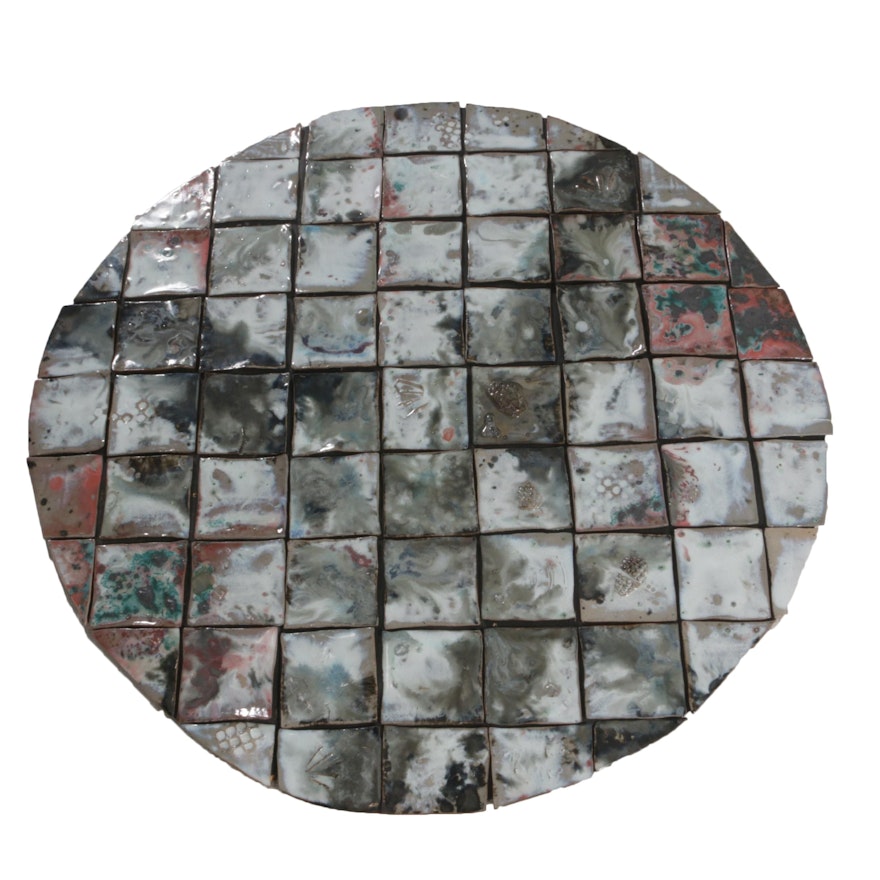 Tom Radca Mounted Raku Fired Glazed Tile Wall Hanging, Contemporary