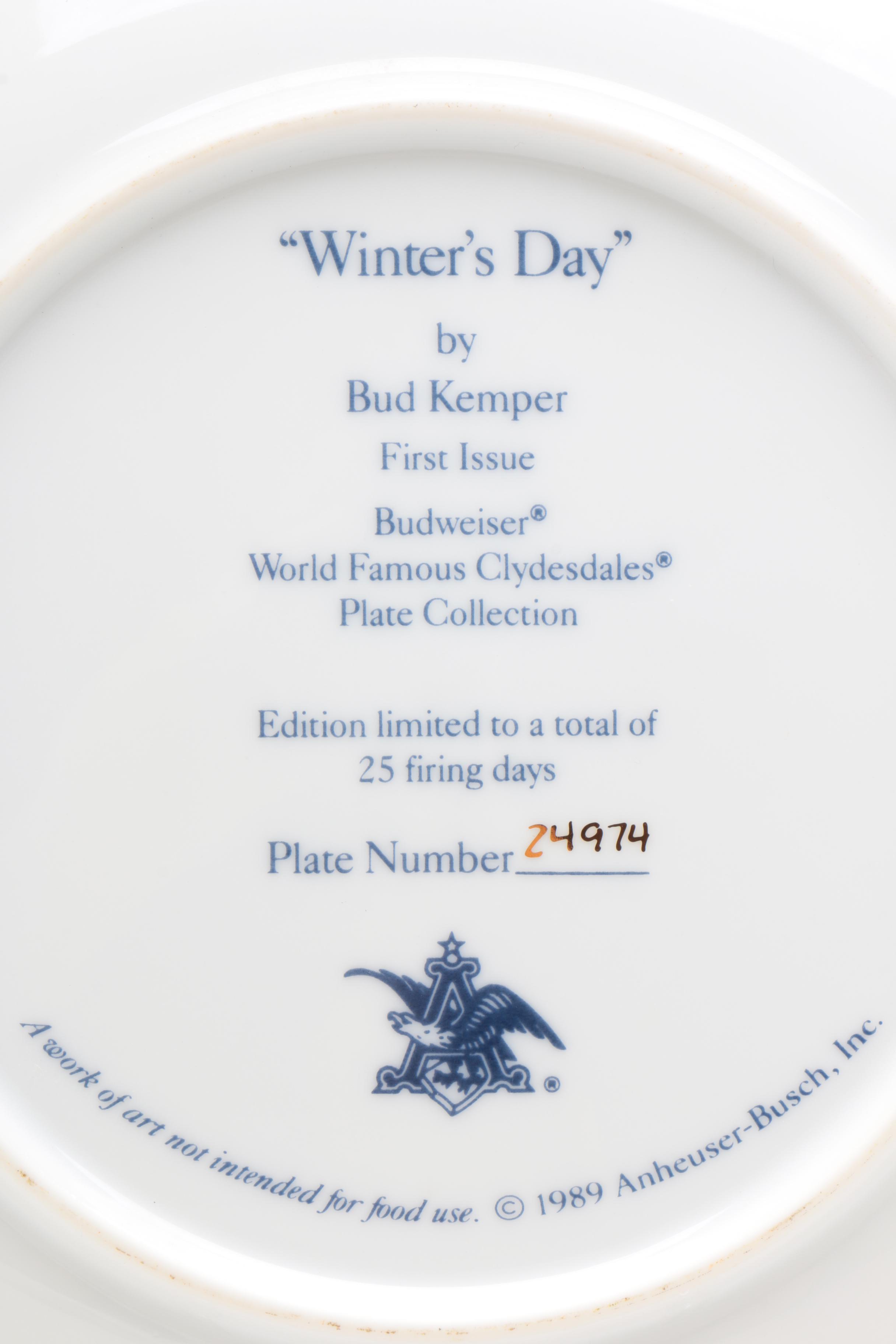 Anheuser-Busch Budweiser Porcelain Collector Plates, 1989–1994
