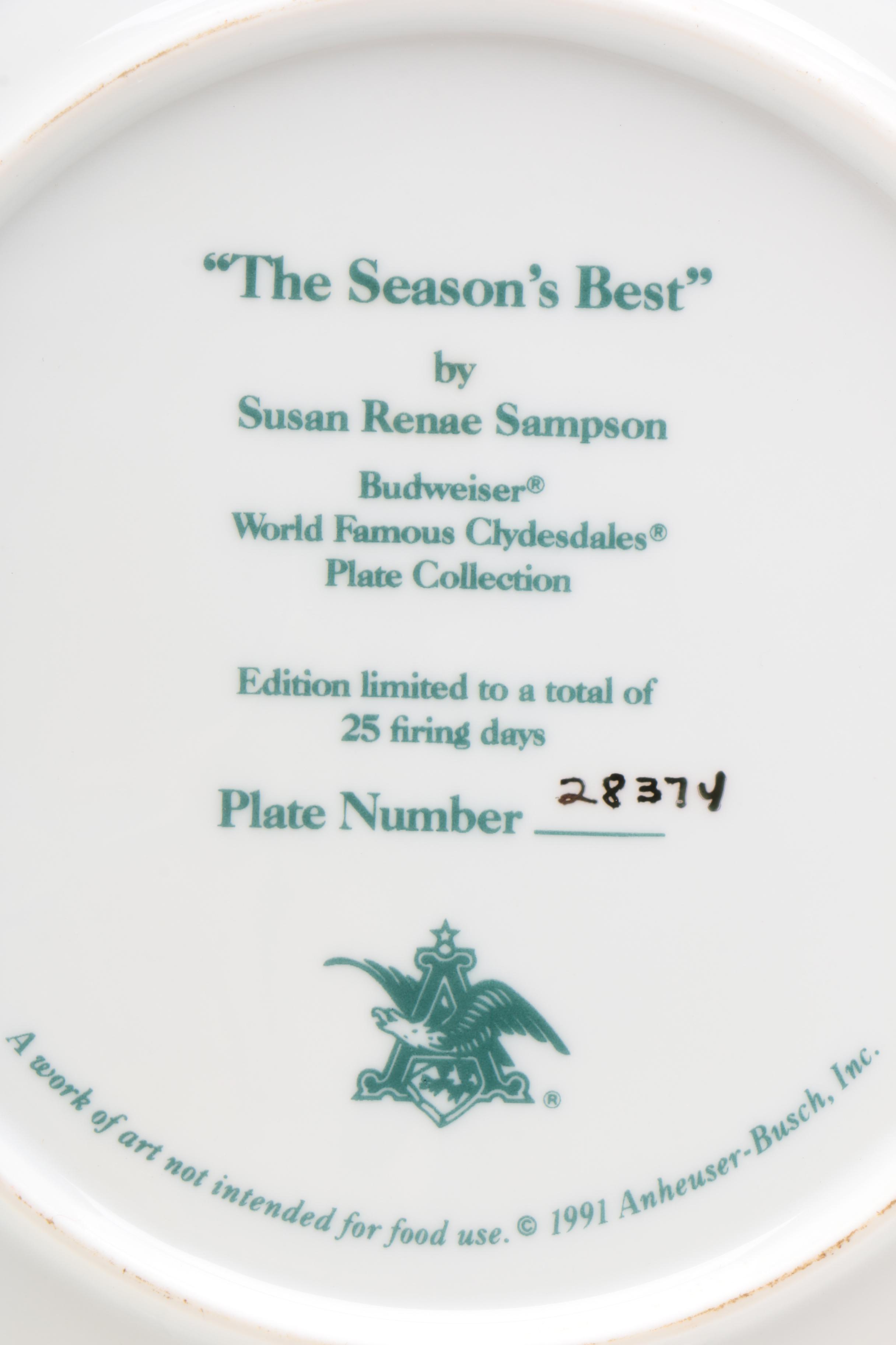 Anheuser-Busch Budweiser Porcelain Collector Plates, 1989–1994