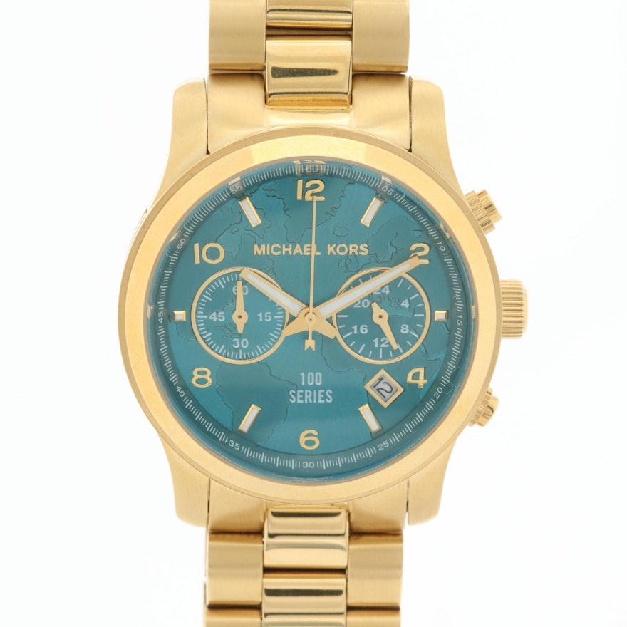 Michael Kors Hunger Stop Gold Tone Quartz Chronograph Wristwatch