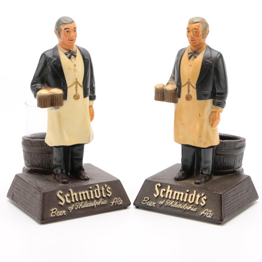 Schmidt Brewing Co. Painted Cast Metal Bartender Beer Holders with Glass