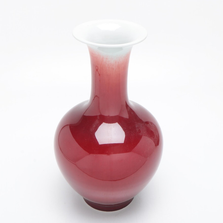 Chinese Porcelain Ox-Blood Monochrome Vase, Mid-Late 20th Century