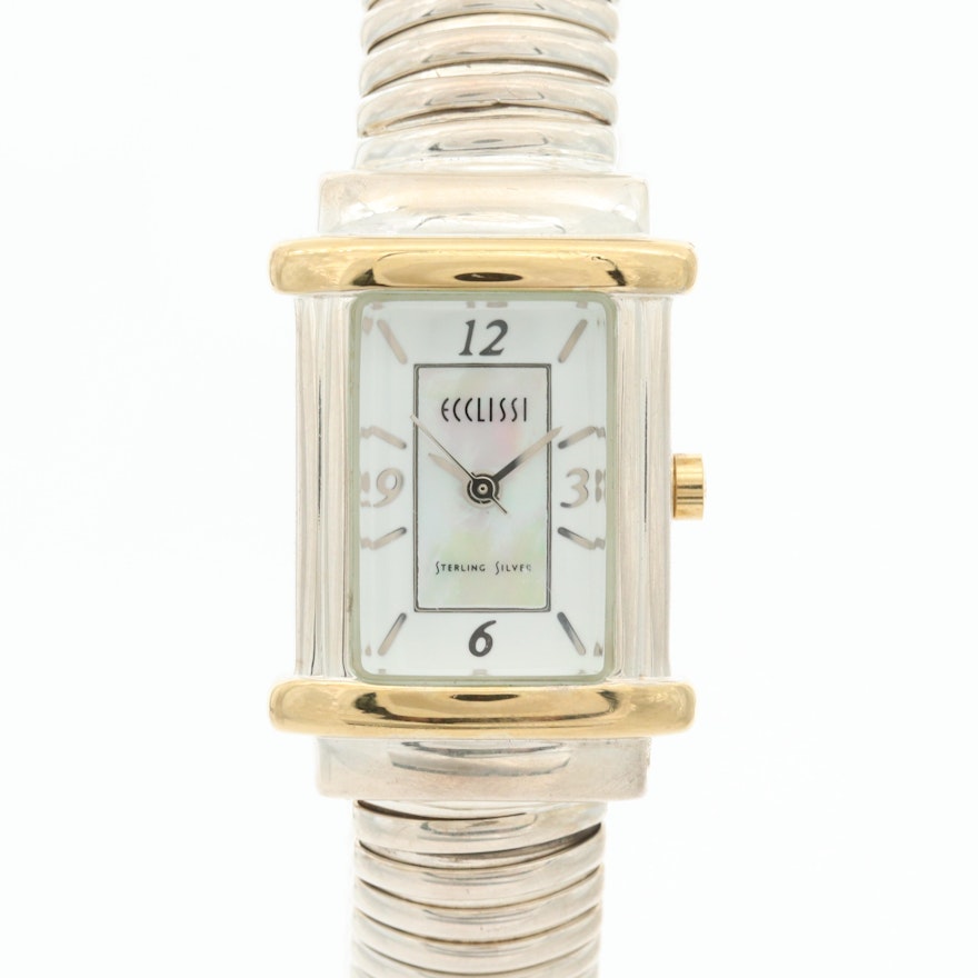 Sterling Silver Ecclissi Quartz Wristwatch With Mother of Pearl Dial