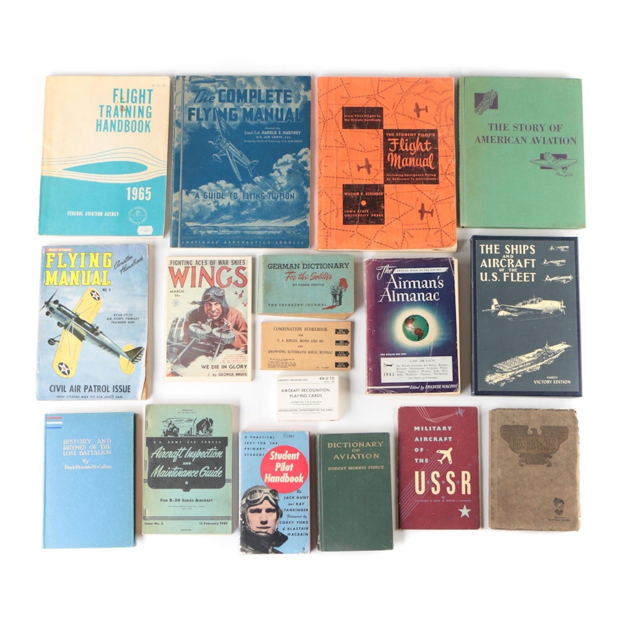 Aviation Books and Instruction Manuals with Playing Cards