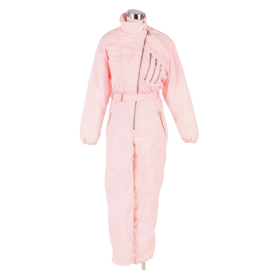 5th Avenue Pale Pink Ski Suit, 1980s Vintage
